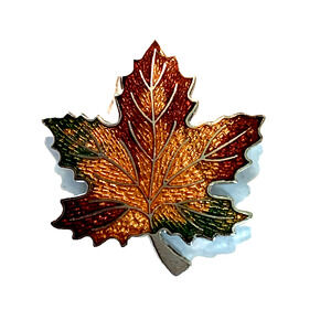Maple Leaf BOND BOYD Vintage Silver Tone Pin Brooch Cloisonne Autumn Colors
